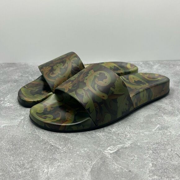 NWT Versace Slide 'Baroccoflage Print Slides Men’s Camouflage size 40 - Picture 4 of 15